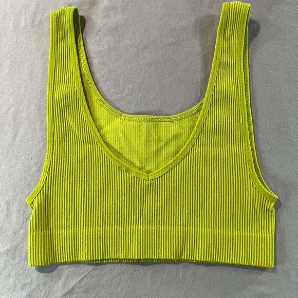 Sunday Best Lime Green Ribbed Crop Tank Top Women's Size Small Aritzia - Picture 4 of 7